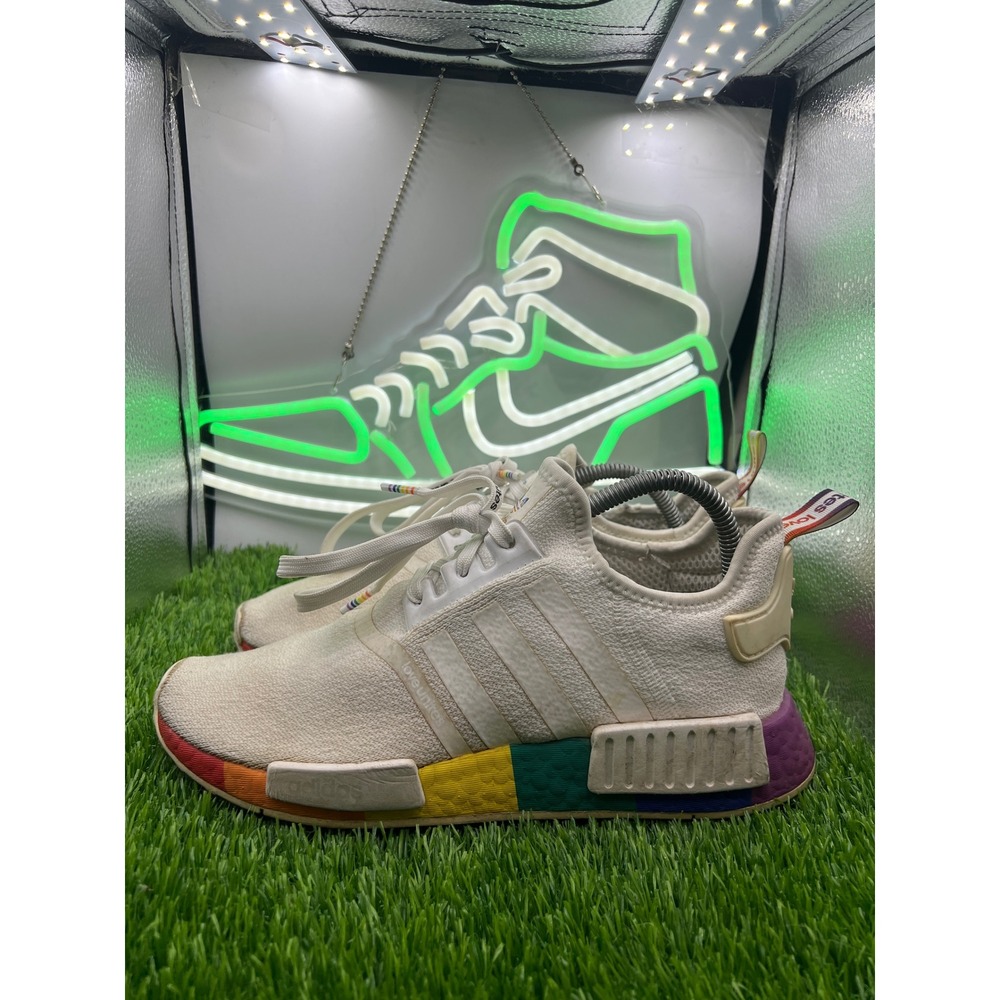 Adidas NMD R1 Pride Pack Rainbow White Sneakers Mens Running Shoes Size‎ 8